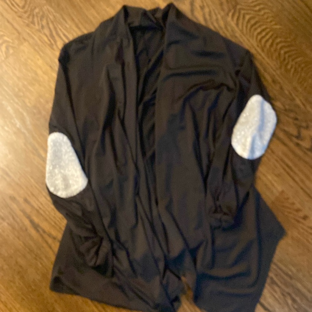 Cardigan Black Lightweight silver Patch Elbows
